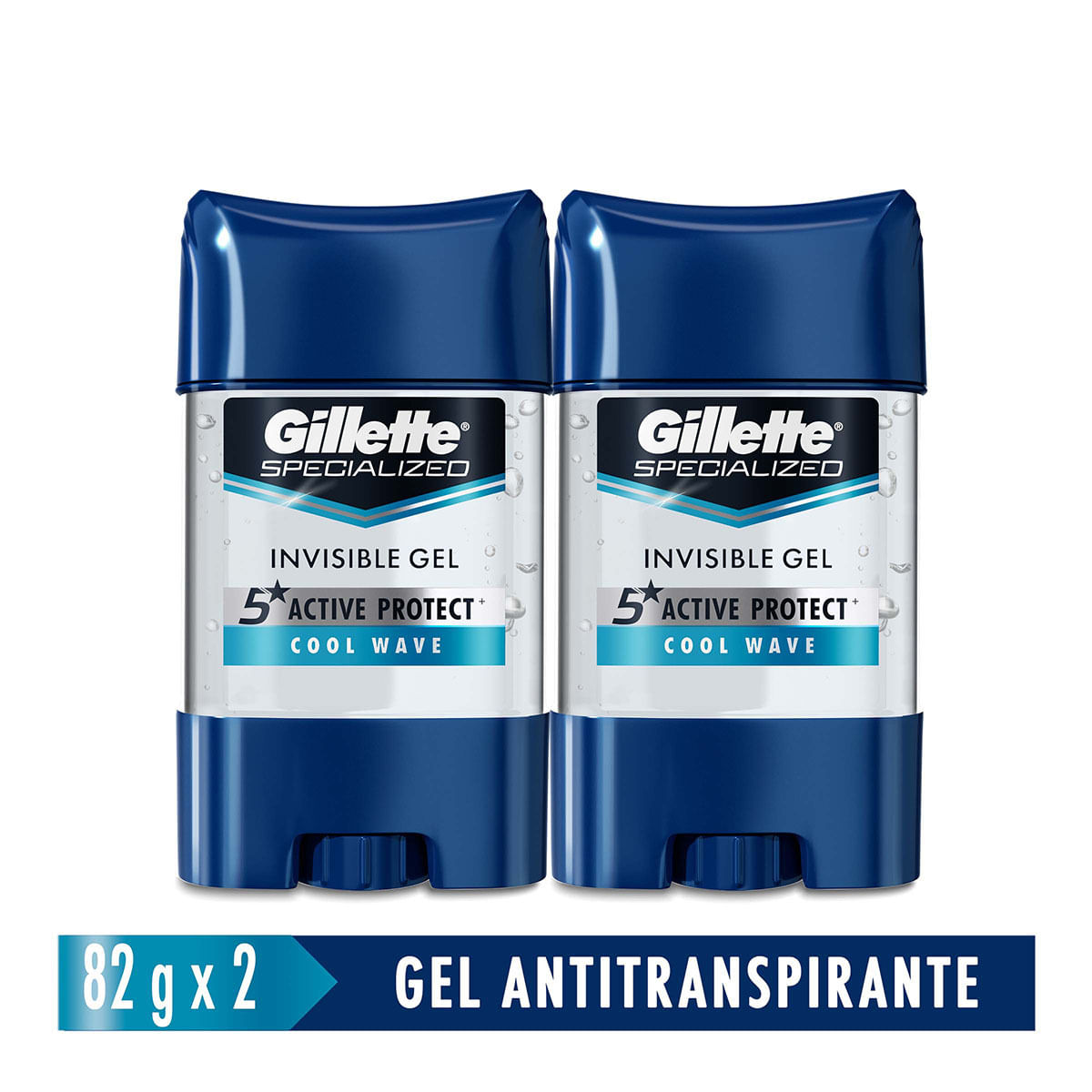 Antitranspirante Gillette Clear Gel Cool Wave Barra x 82 g x 2 Uds Pack Ahorro.