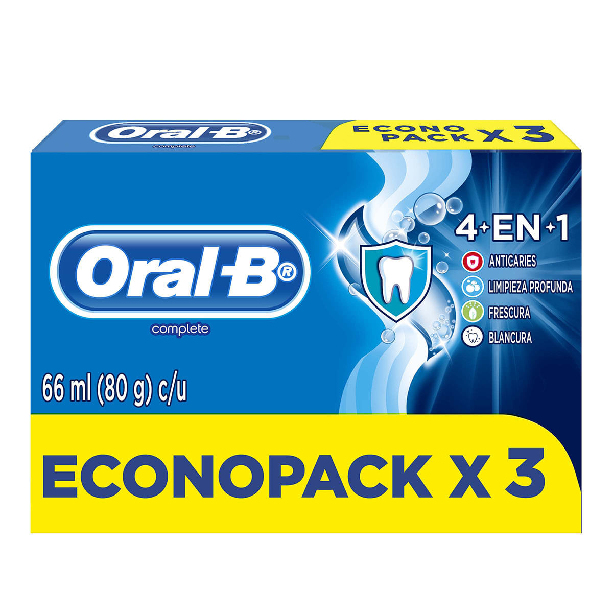 Pasta Dental Oral-B Complete 4 en 1 Menta Tubo x 66 mL x 3 Uds Caja Econopack