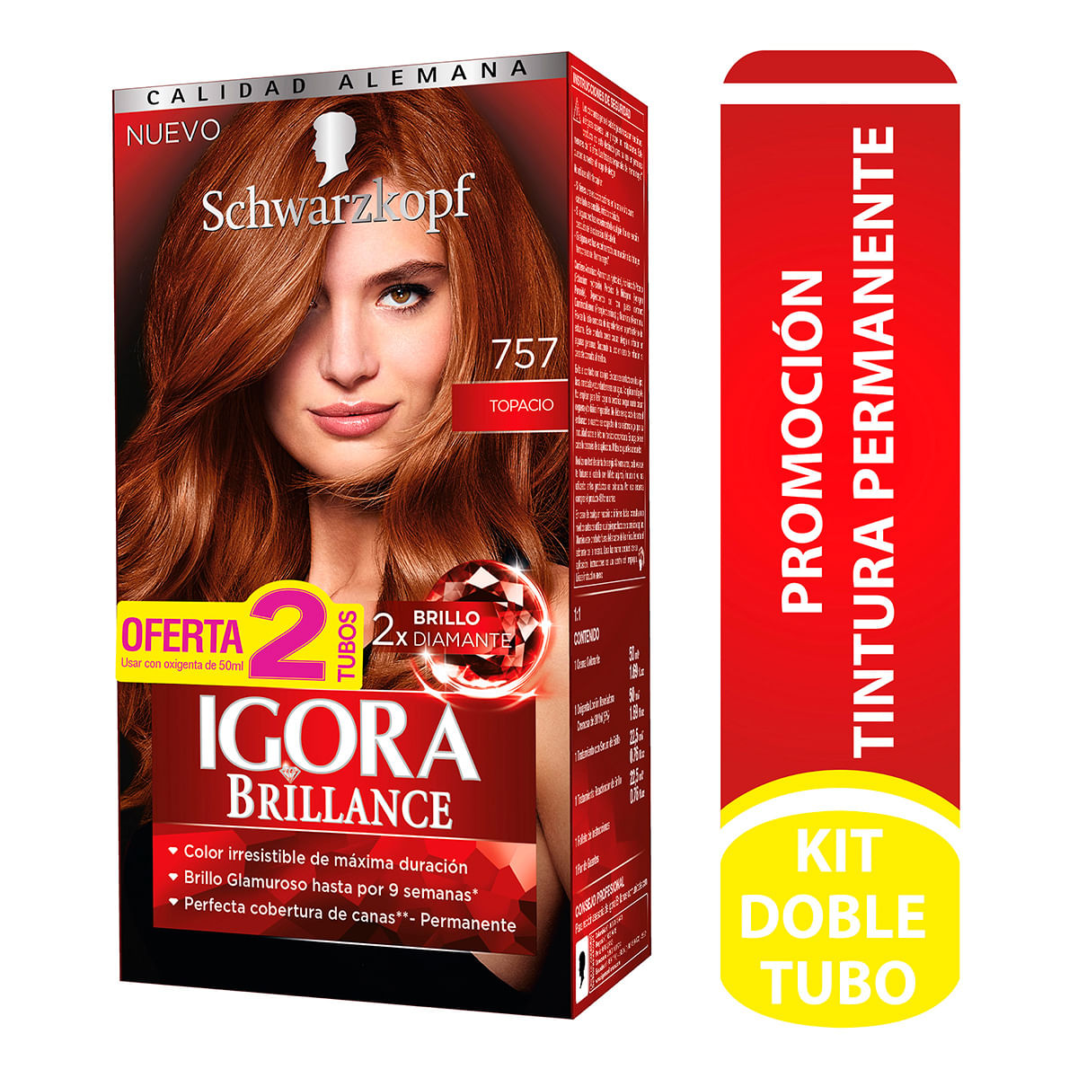 Tintura Permanente Schwarzkopf Igora Brillance 757 Topacio x Caja Oferta 2 Tubos.