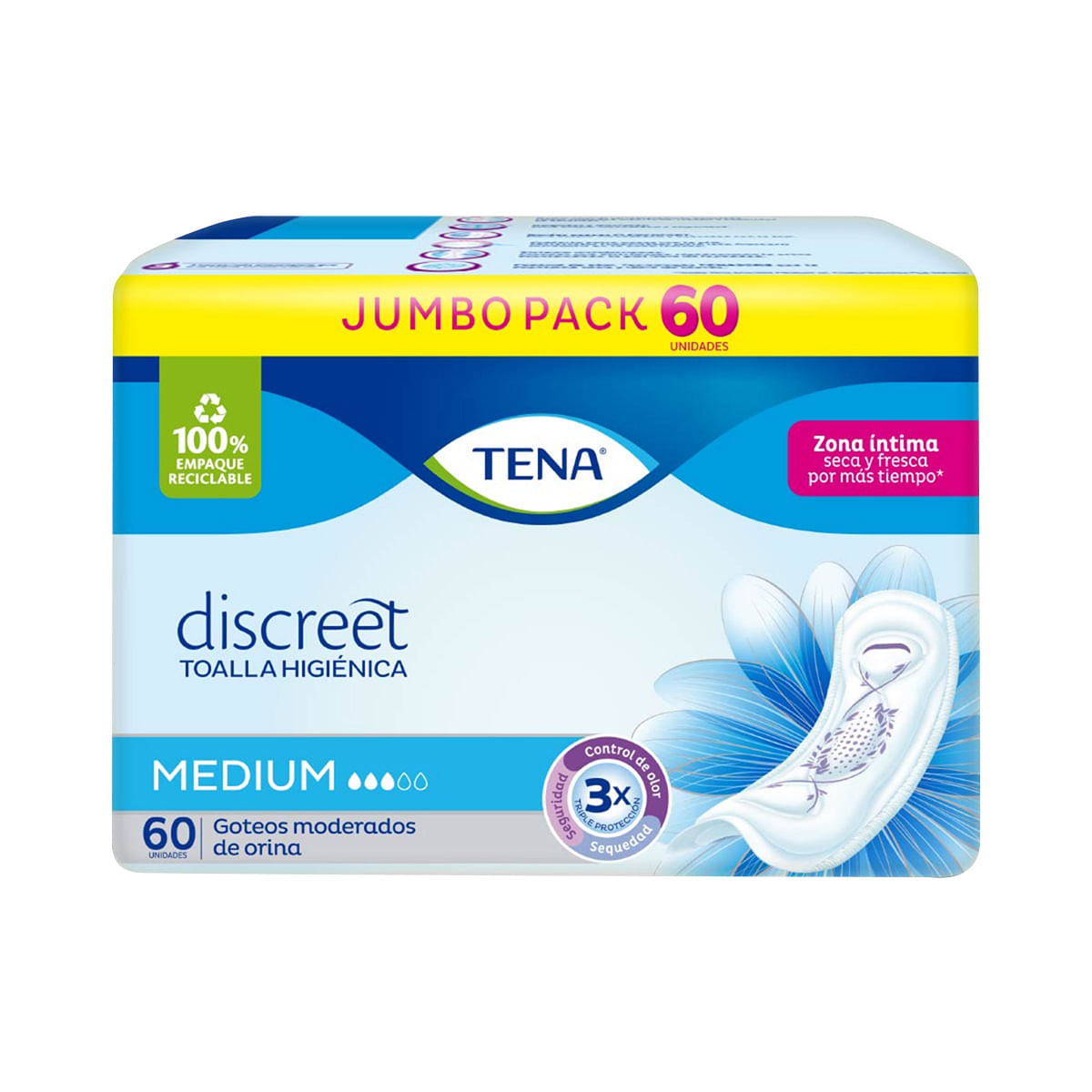 Toallas Higiénicas Tena Mujer Medium Paquete x 60 Uds Súper Ahorro.