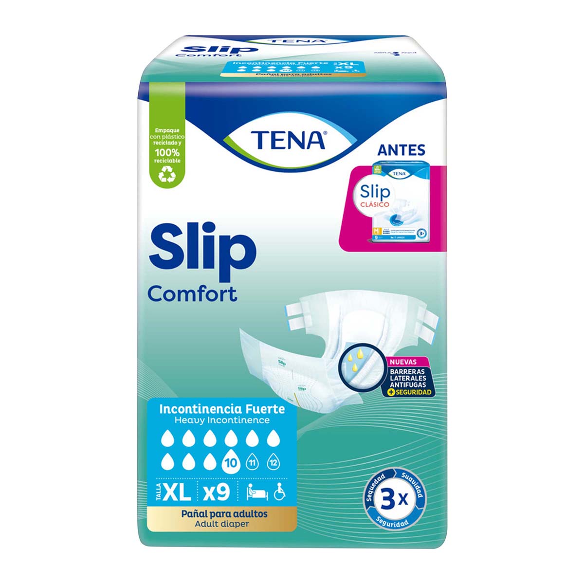 Pañales Tena Slip Clásico/Confort XL Paquete x 9 Uds