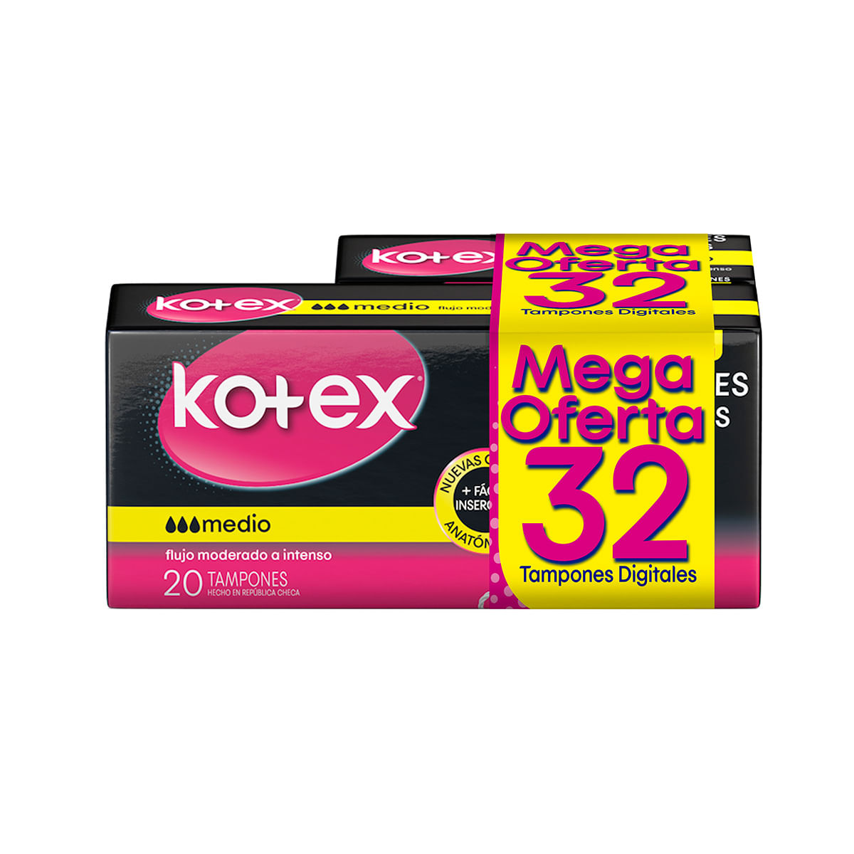 Tampones Digitales Kotex Medio Caja X 20 Uds + Tampones Digitales Kotex Medio Caja X 12 Uds Mega Oferta.
