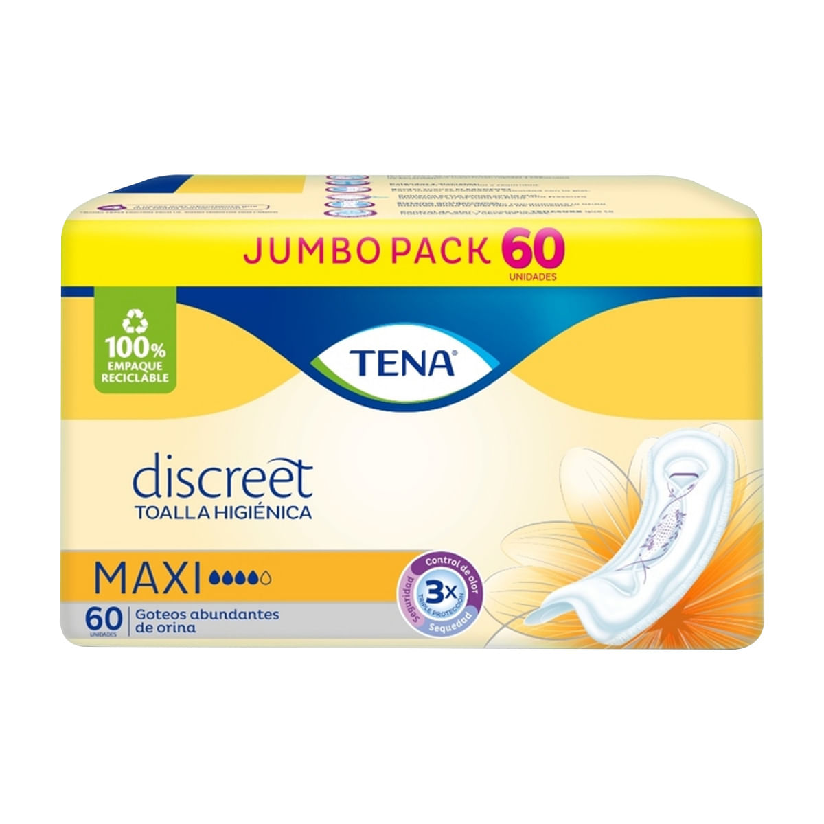Toallas Higiénicas Tena Mujer Maxi Paquete x 60 Uds Súper Ahorro.