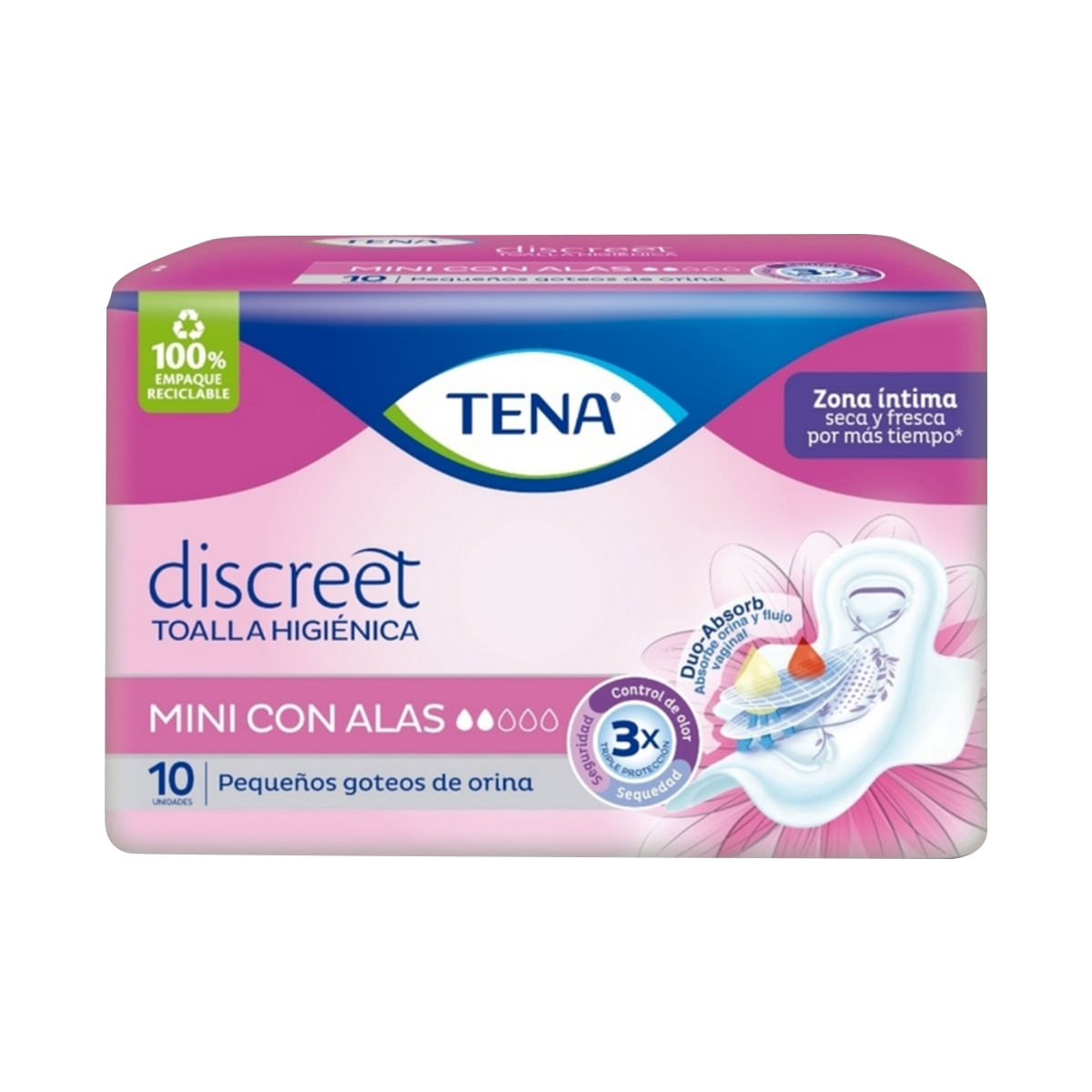 Toallas Higiénicas Tena Mujer Mini Alas Paquete X 10 Uds.