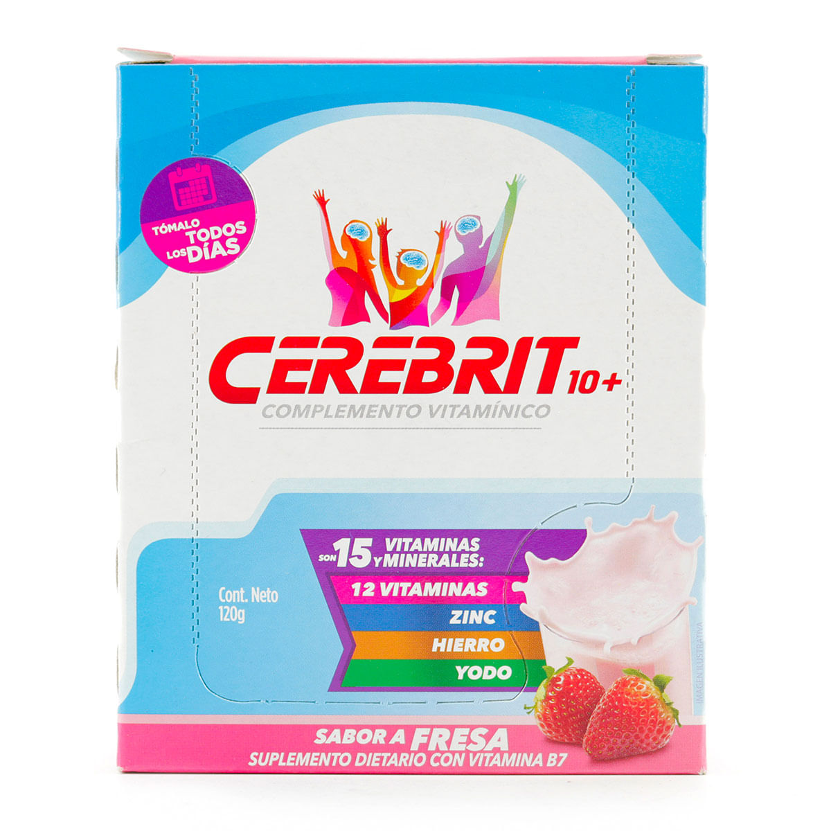 Suplemento Dietario Cerebrit 10+ Fresa Caja X 120 G X 8 Sobres.