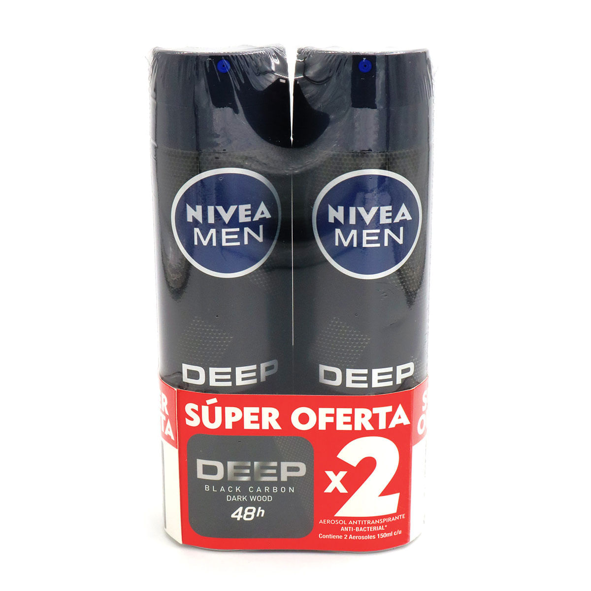 Antitranspirante Nivea Men Deep Aerosol X 150 Ml X 2 Uds Súper Descuento.