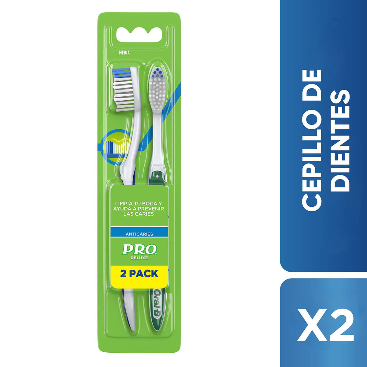 Cepillo Dental Oral-B Pro Deluxe Anticaries Medio Blister x 2 Uds.