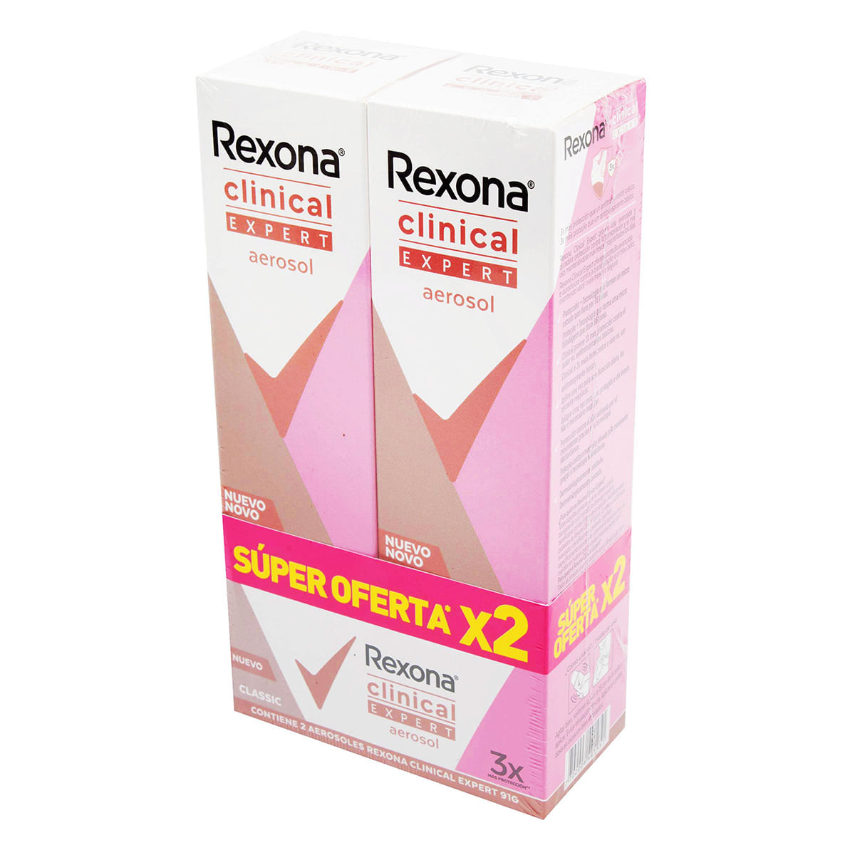 Antitranspirante Rexona Women Clinical Expert Classic Aerosol x 91 g x 2 Uds Súper Oferta.