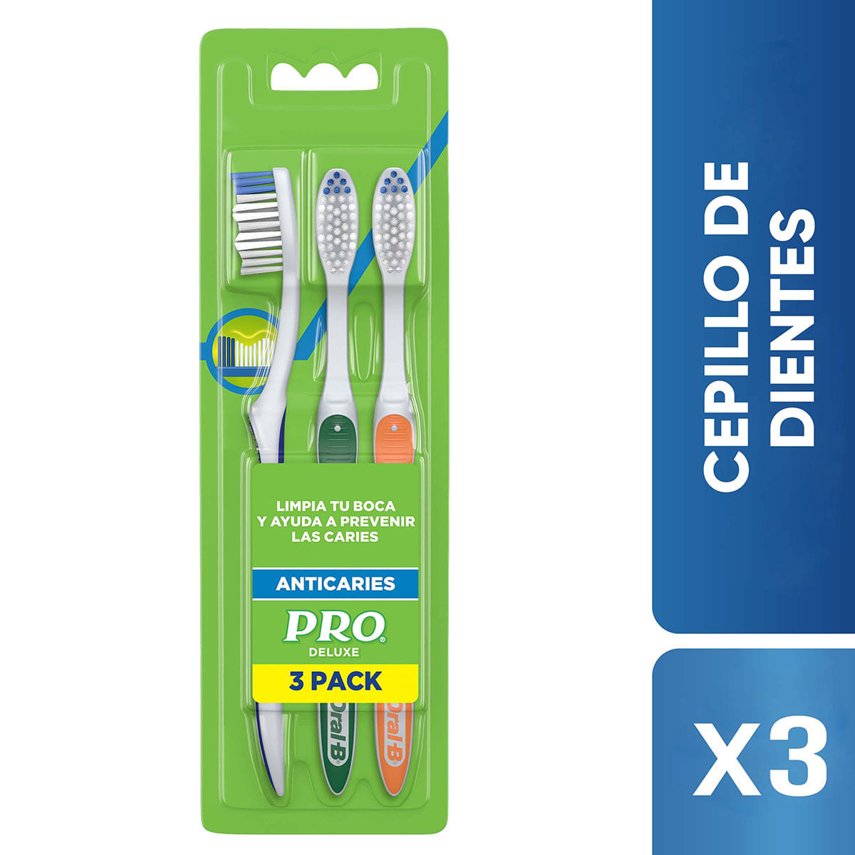 Cepillo Dental Oral-B Pro Deluxe Anticaries Medio Blister x 3 Uds.