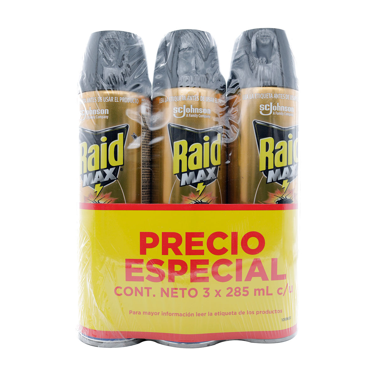 Insecticida Raid Max Cucarachas Aerosol X 285 Ml X 3 Uds Precio Especial.