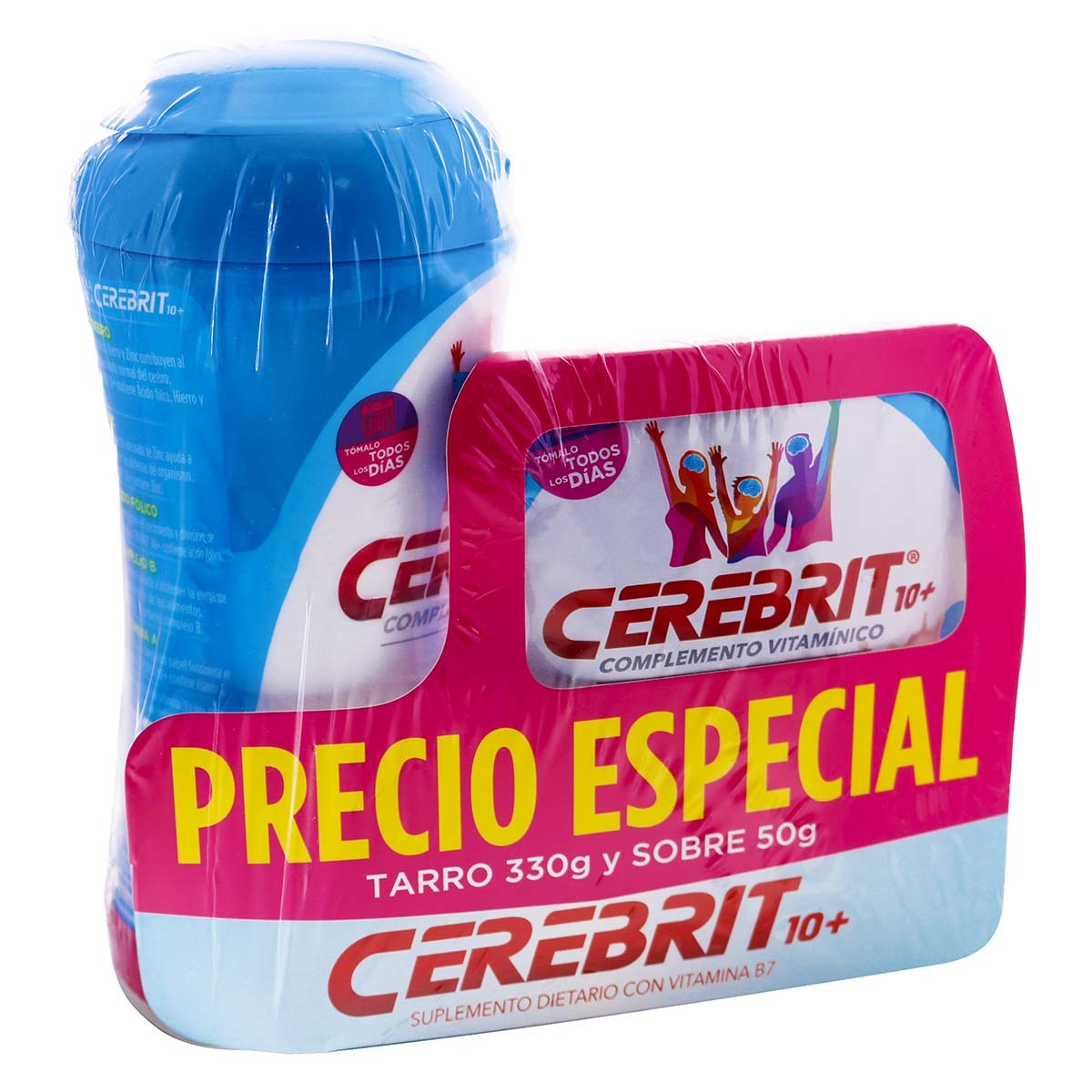 Suplemento Dietario Cerebrit 10+ Fresa Tarro x 330 g + Suplemento Dietario Cerebrit 10+ Fresa Sobre x 50 g Precio Especial