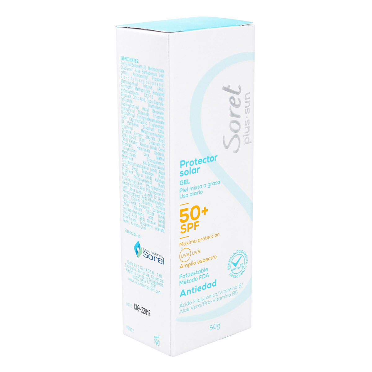 Protector Solar Sorel Plus Sun SPF 50 Gel Frasco x 50 g.