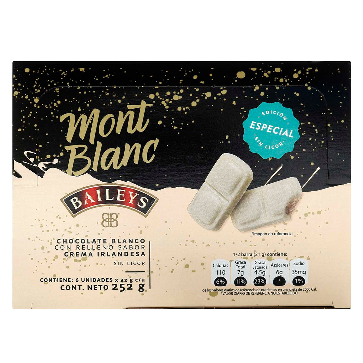 Bombones De Chocolate Blanco Mont Blanc Baileys Con Relleno Sabor A Crema Irlandesa Y Almendra Sin Licor Caja X 6 Uds