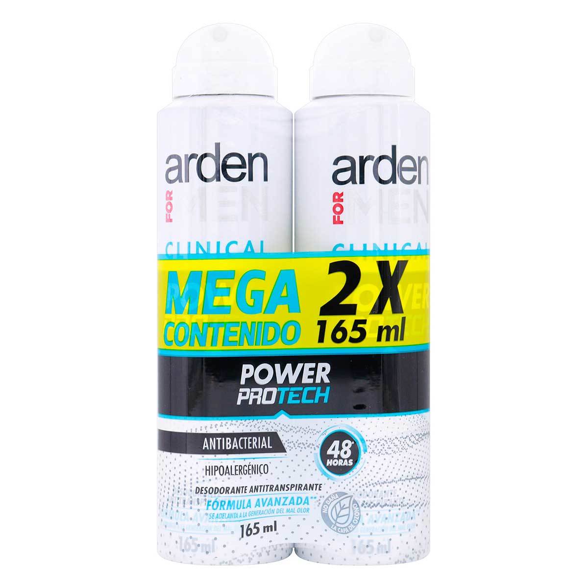 Desodorante Arden For Men Clinical Spray x 165 mL x 2 Uds Mega Contenido.