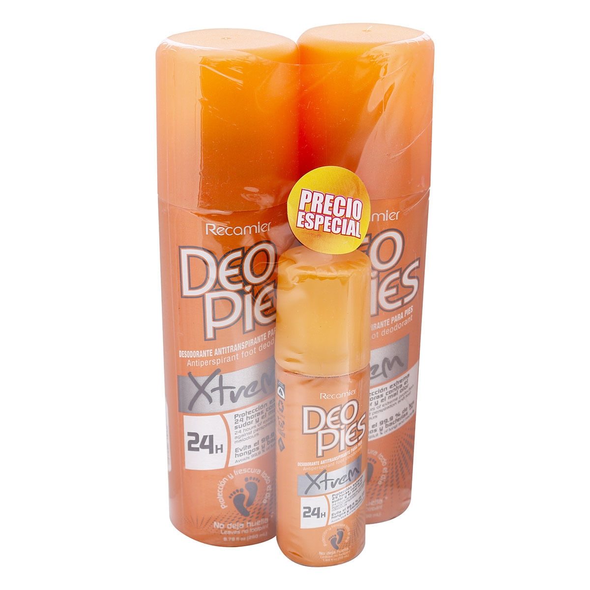 Desodorante Deo Pies Xtreme Aerosol X 260 Ml Empaque X 2 Uds Precio Especial + Desodorante Deo Pies Xtreme Aerosol X 50 Ml Gratis.