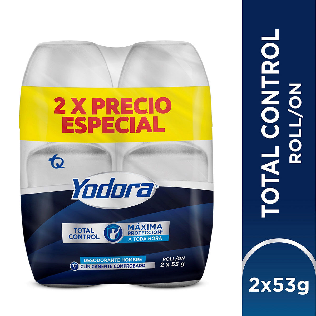 Desodorante Hombre Yodora Total Control Máxima Protección Roll On X 53 G Empaque X 2 Uds Precio Especial.