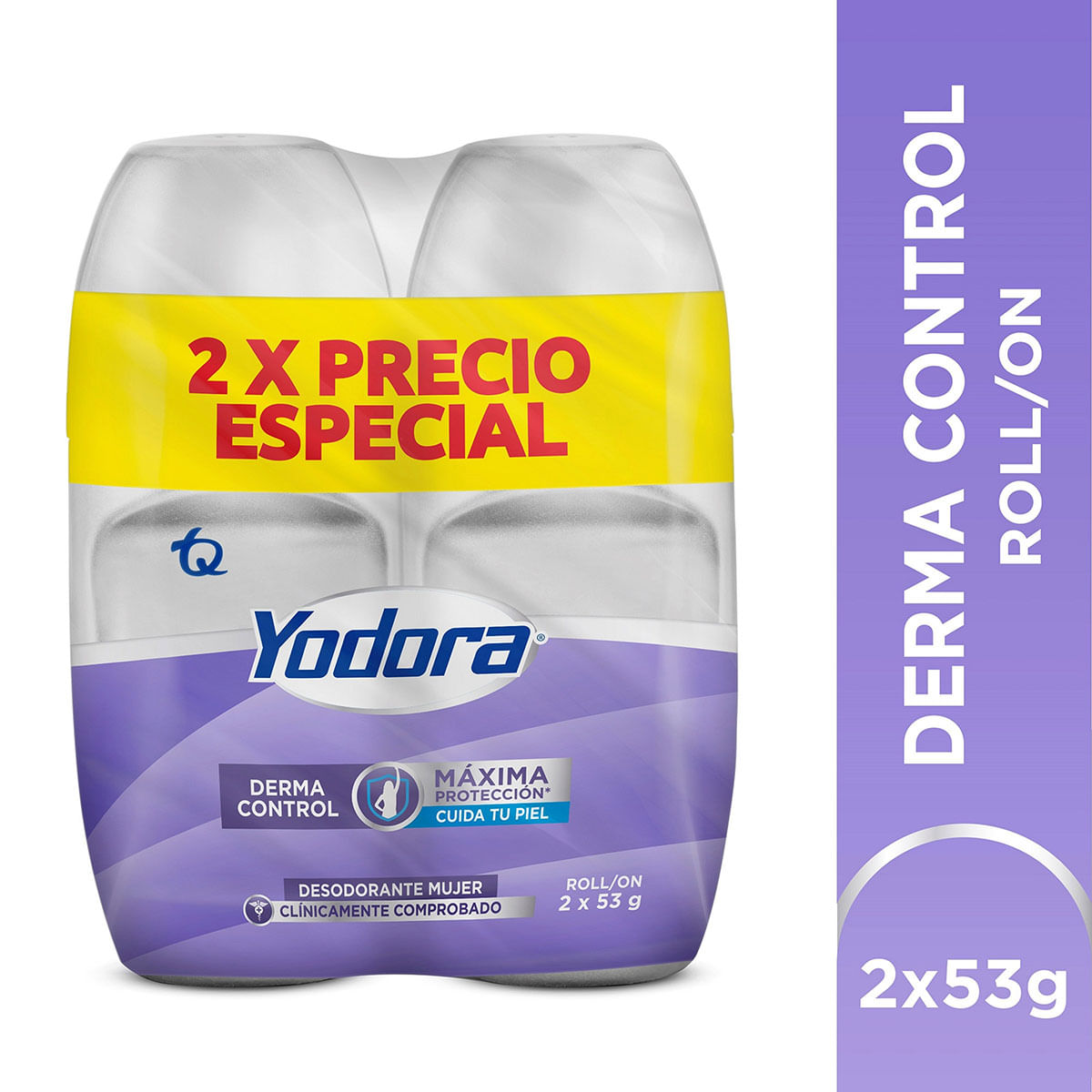Desodorante Mujer Yodora Derma Control Máxima Protección Roll On X 53 G Empaque X 2 Uds Precio Especial.