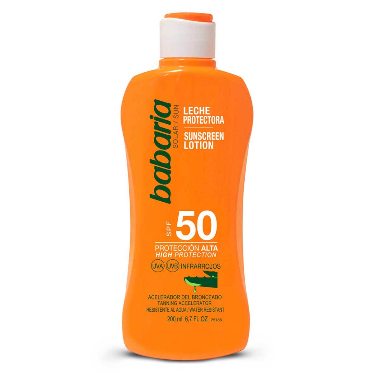 Protector Solar Babaria Aloe Spf 50 Frasco X 200 Ml.