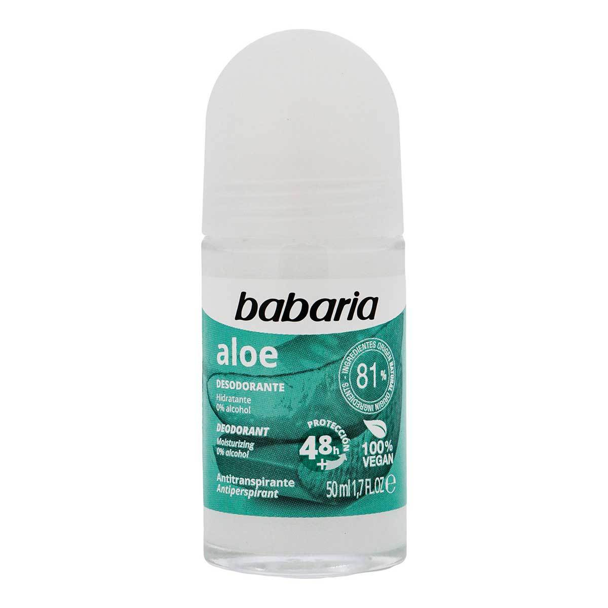 Desodorante Babaria Aloe Roll-On Vidrio 50 Ml.