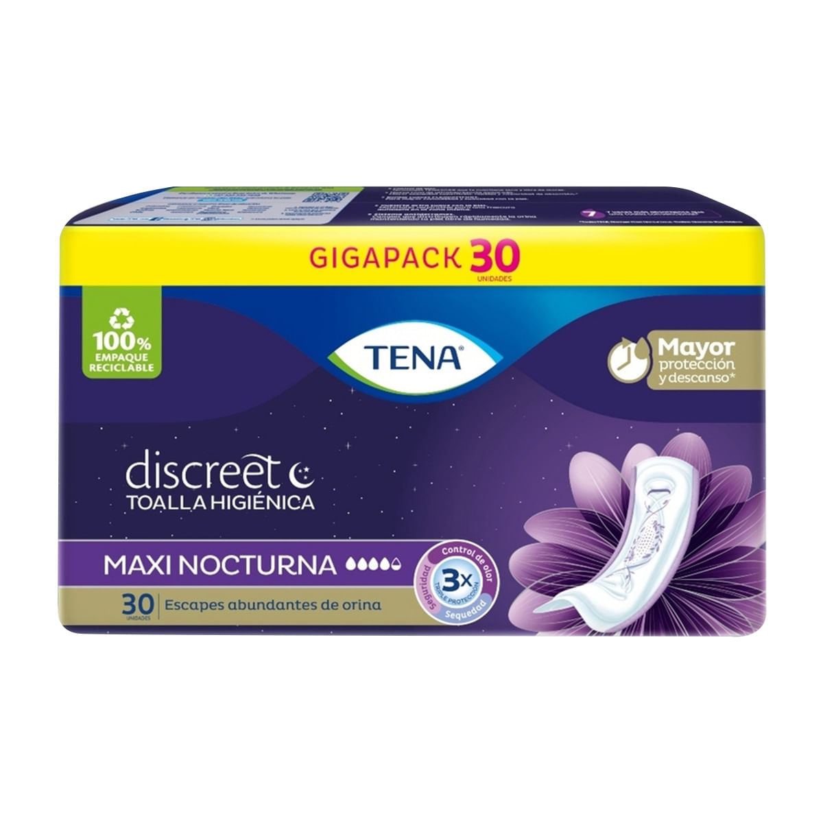 Toalla Higiénica Tena Discreet Maxi Nocturna Paquete x 30 uds