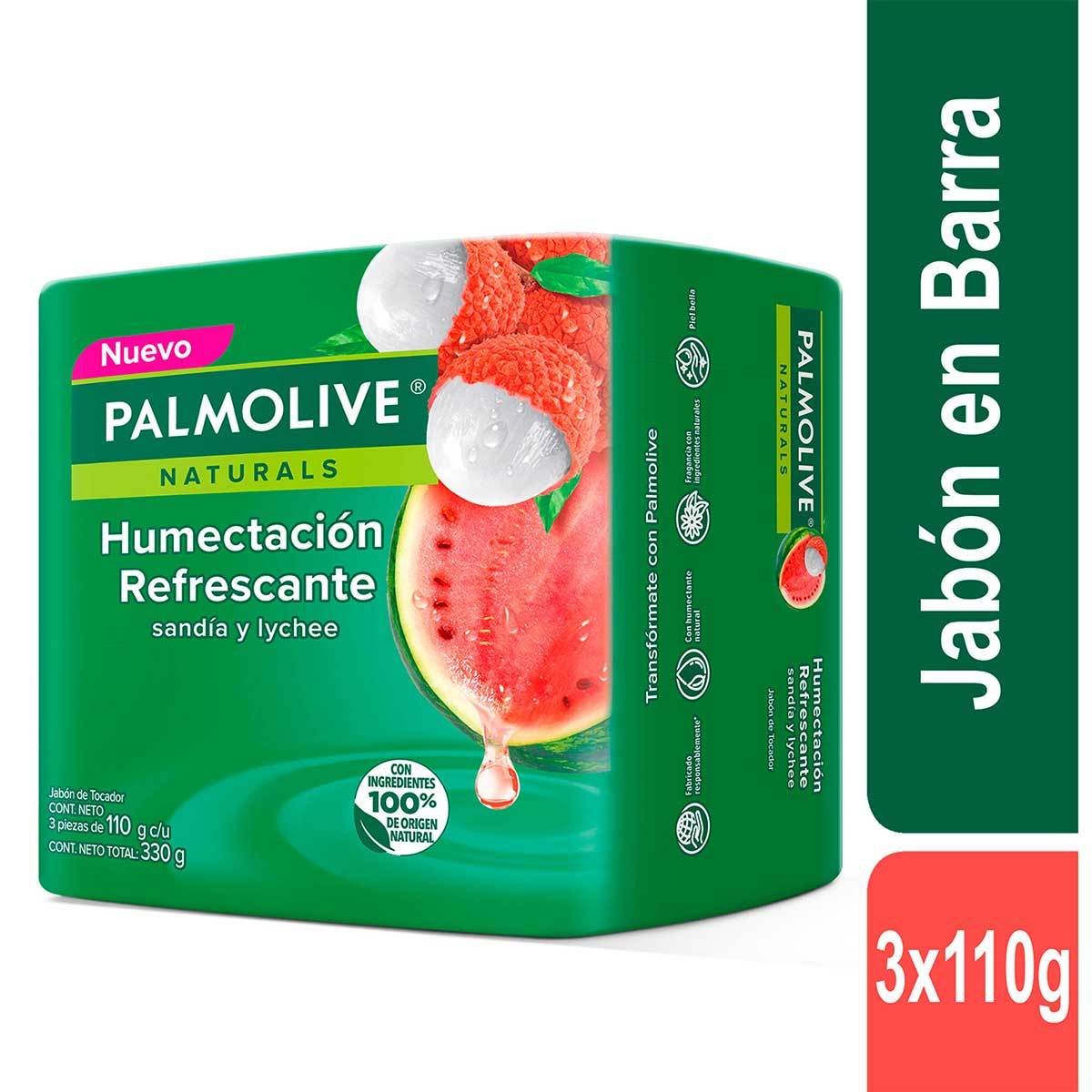 Jabón Palmolive Humectación Refrescante Sandia y Lychee Barra x 110 g Paquete x 3 uds