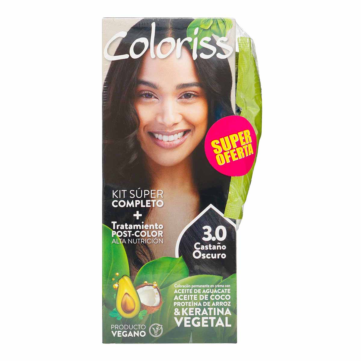 Tinte Para El Cabello Castaño Oscuro Coloriss Kit + Tratamiento Post-Color x 30 g.