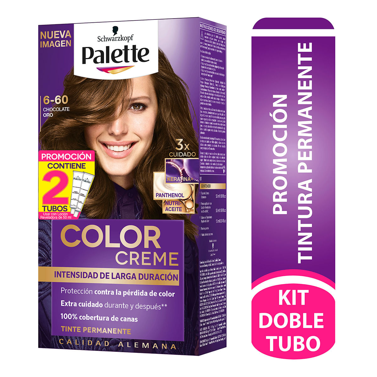 Tinte Permanente Schwarzkopf Palette Color Creme 6-60 Chocolate Oro x Caja Promoción 2 Tubos.