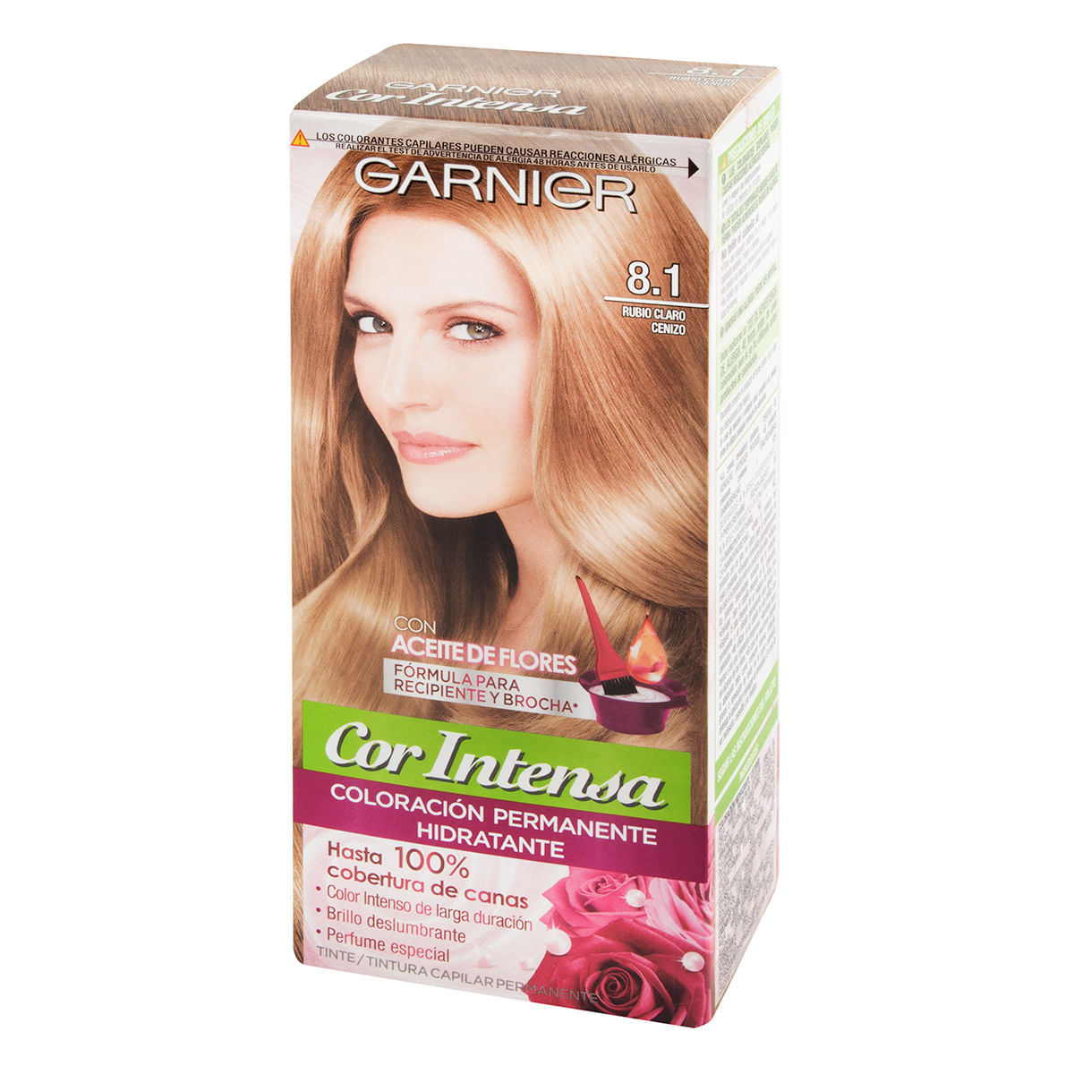 Tintura Capilar Permanente Garnier Cor Intensa 8.1 Rubio Claro Cenizo x 1 Caja.