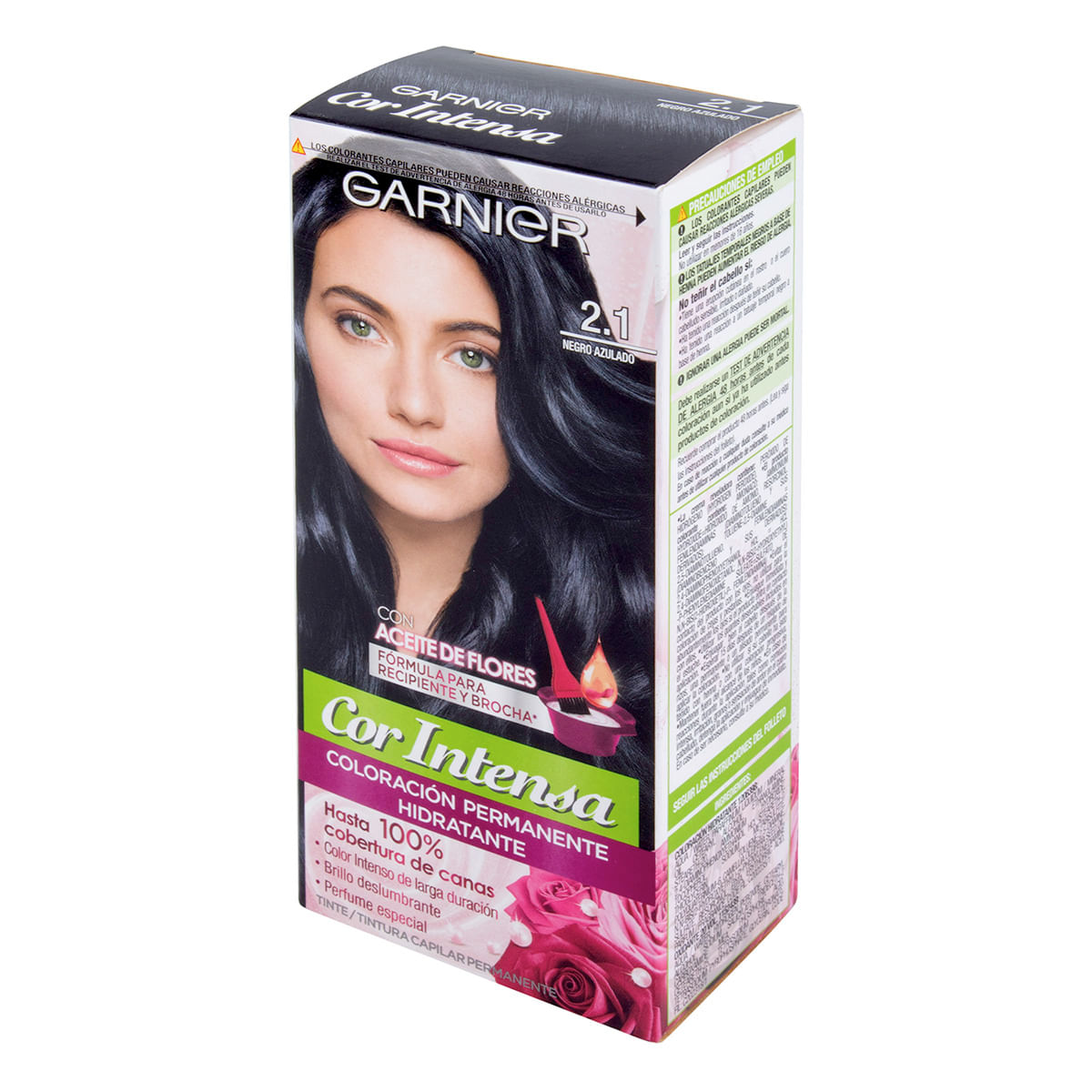 Tintura Capilar Permanente Garnier Cor Intensa 2.1 Negro Azulado x 1 Caja.