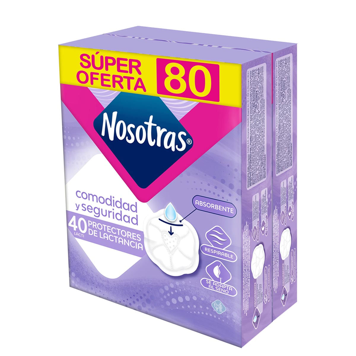 Protectores Nosotras Lacti Caja X 40 Uds X 2 Uds Oferta Lacti X 80.