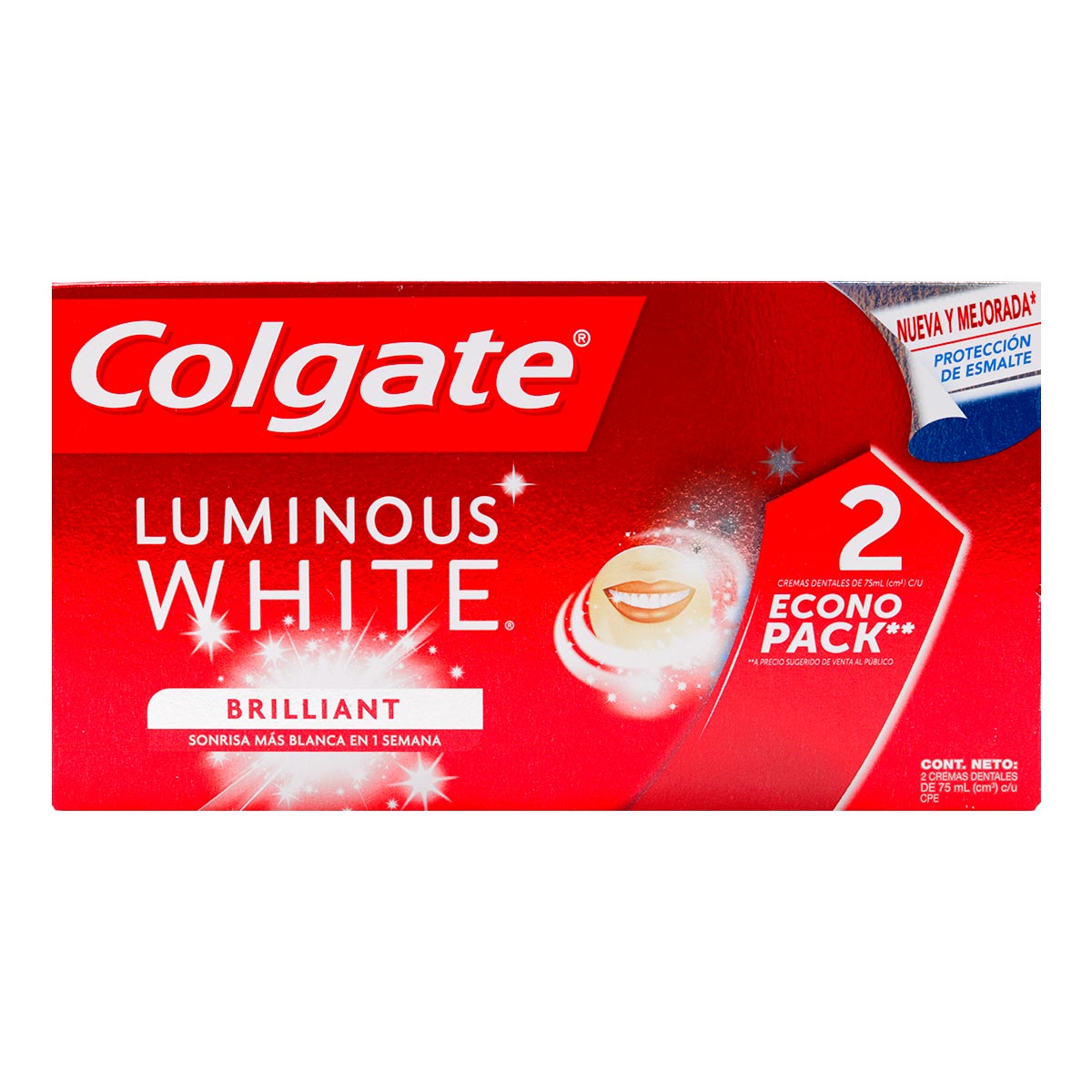 Crema Dental Colgate Luminous White Brilliant Mint Caja x 75 mL x 2 Uds Econopack