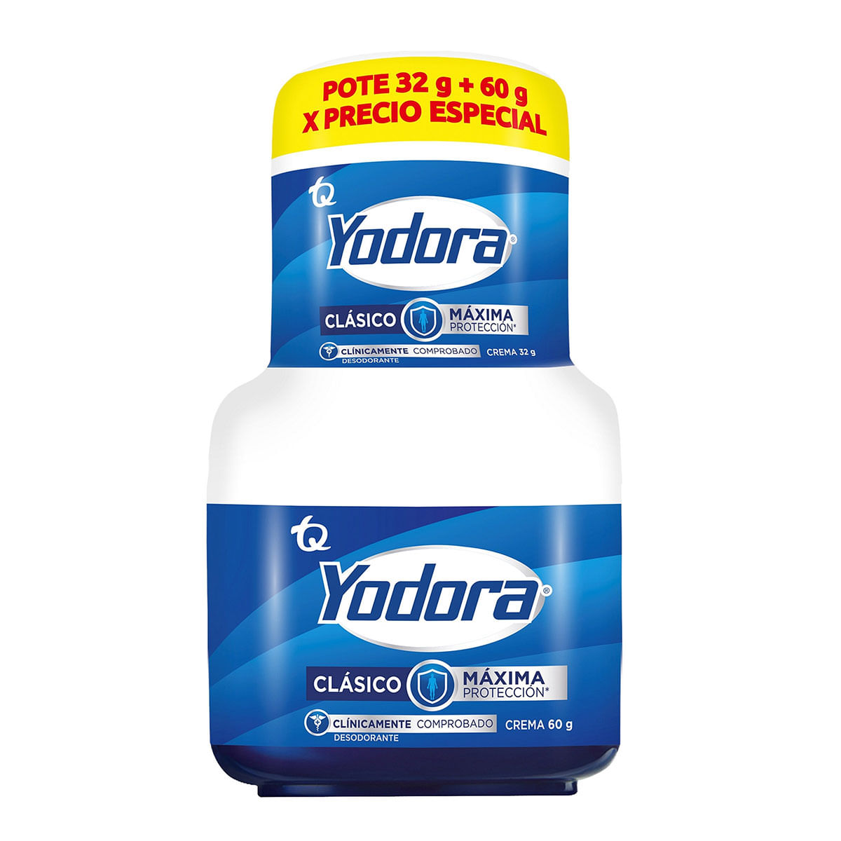 Desodorante Yodora Clásico Crema Frasco X 60 G + Desodorante Yodora Clásico Crema Frasco X 32 G Gratis.
