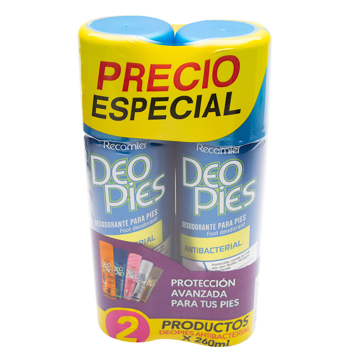 Desodorante Deo Pies Antibacterial Spray x 260 mL x 2 Uds Precio Especial