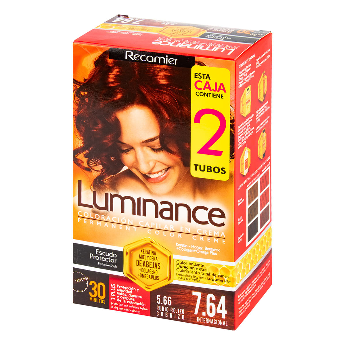 Tinte Permanente Luminance 3 Plus 5.66 Rubio Rojizo Cobrizo 2 Tubos x Caja
