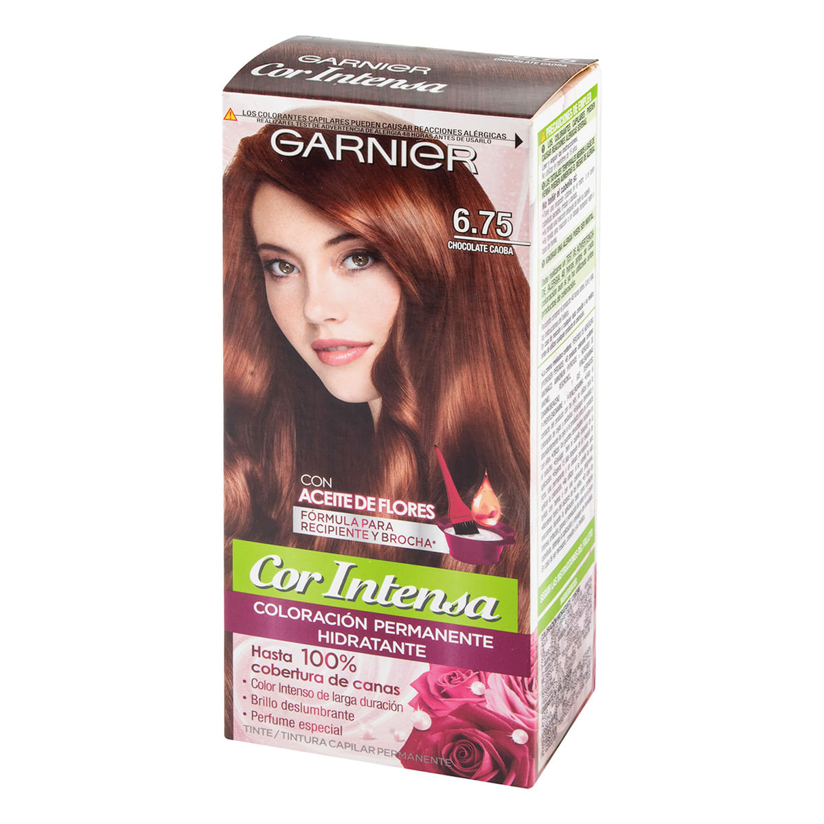 Tintura Capilar Permanente Garnier Cor Intensa 6.75 Chocolate Caoba x 1 Caja.