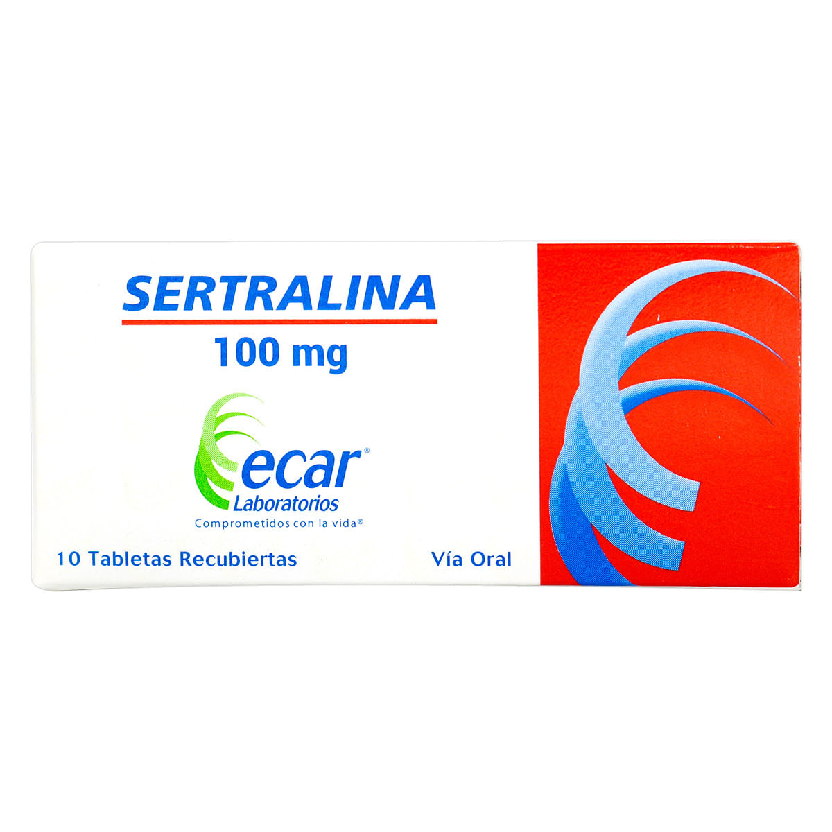 Sertralina 100 Mg Ecar Caja x 10 Tabletas Recubiertas