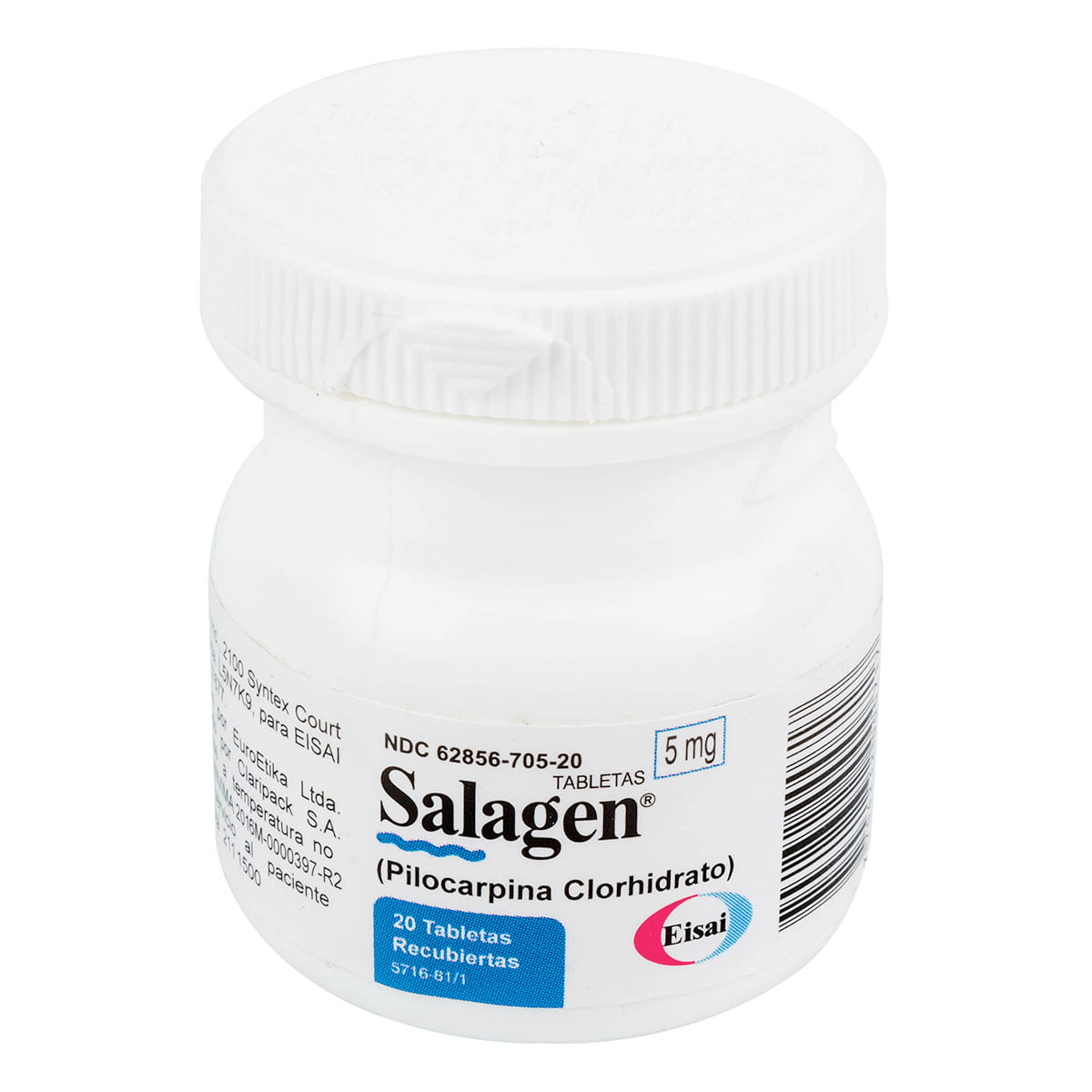 Salagen 5 Mg Pilocarpina Clorhidrato Frasco x 20 Tabletas Recubiertas
