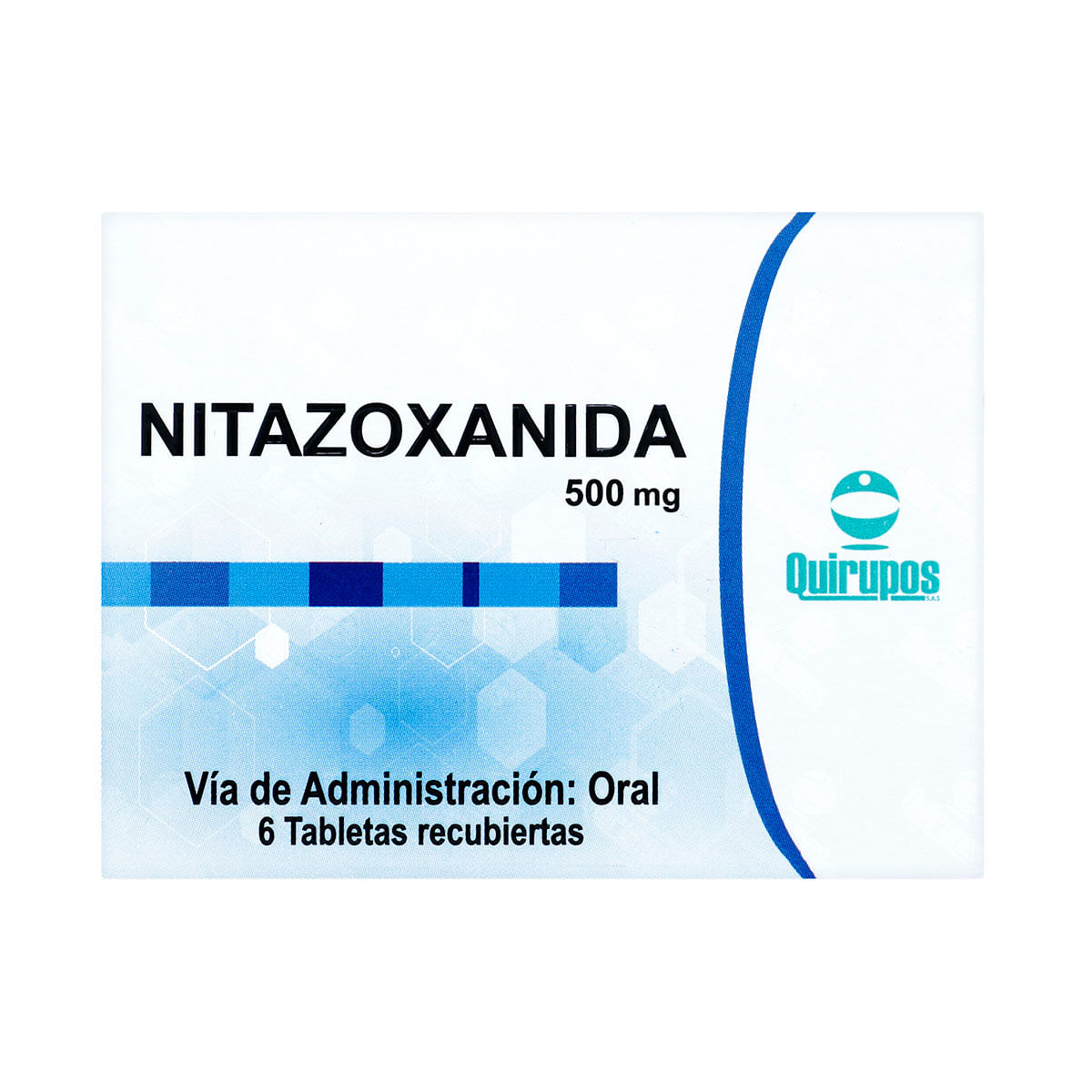 Nitazoxanida 500 mg Quirupos Caja x 6 tabletas recubiertas