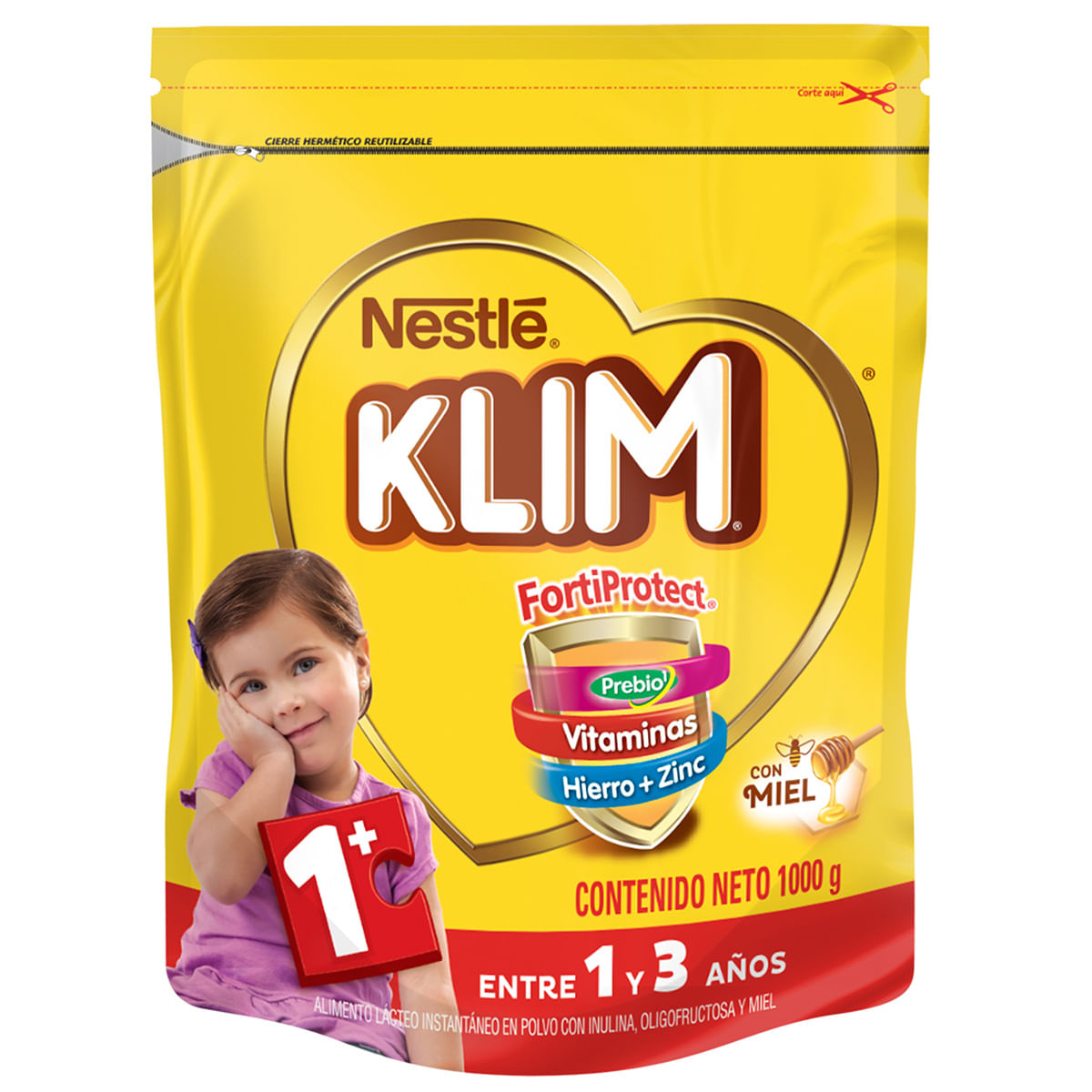 Leche Instantánea Klim 1+ Advance Protectus Fórmula DHA con Miel Paquete x 1000 g