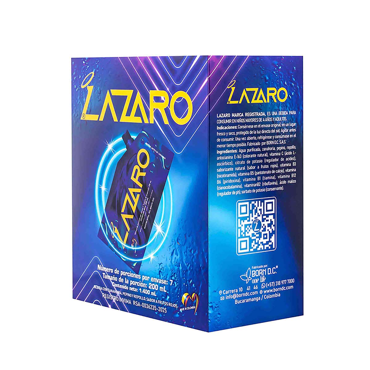 Bebida Lazaro Sabor a Frutos Rojos Sachet 200mL Caja x 7 uds