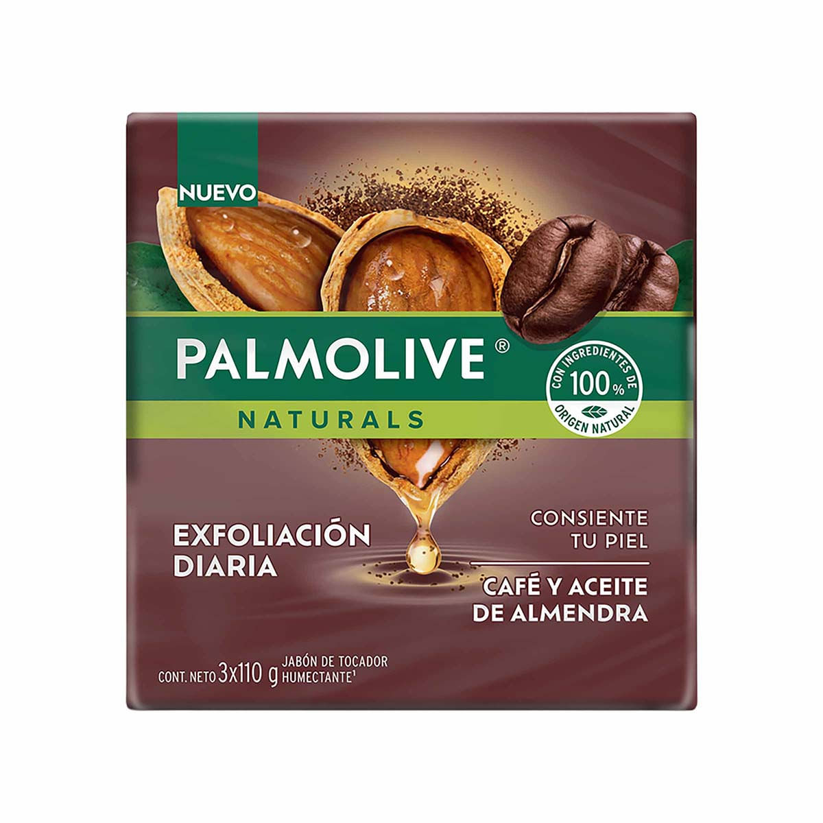 Jabón Palmolive Naturals Café y Aceite de Almendra barra x 110 g Paquete x 3 Uds