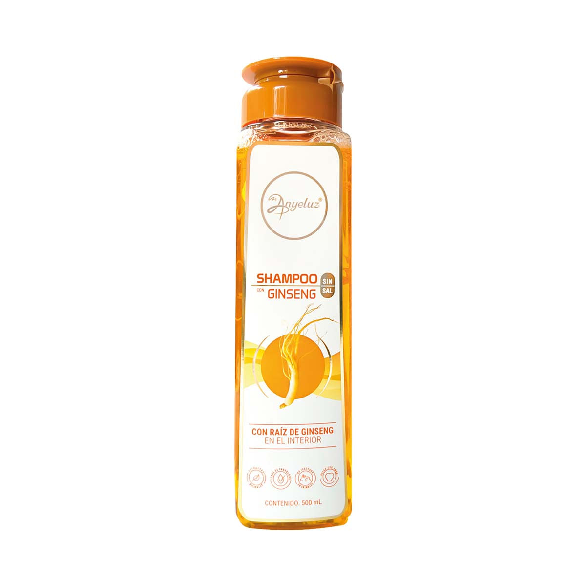Shampoo Con Ginseng Sin Sal Anyeluz Frasco x 500 mL
