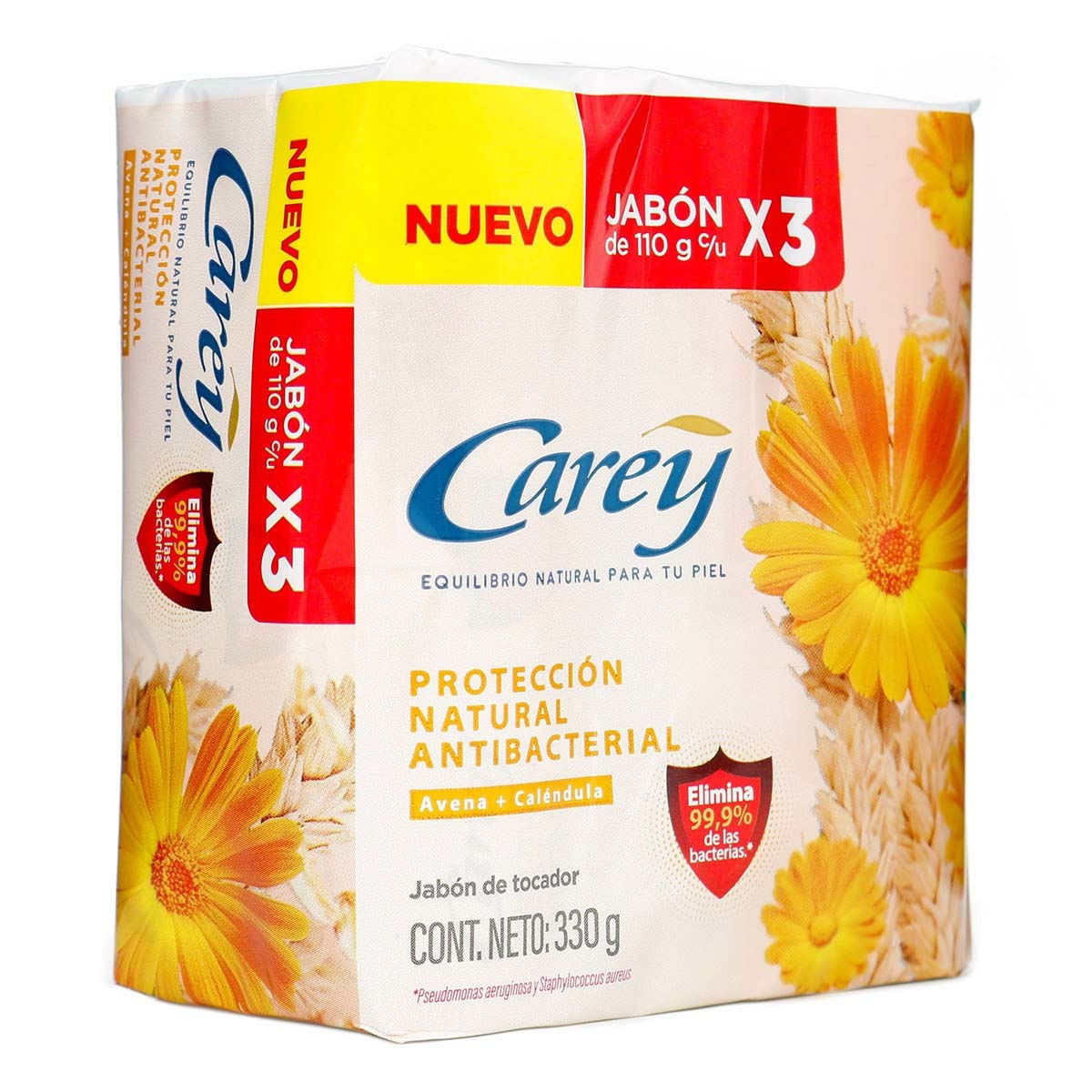 Jabón Carey Antibacterial Propóleo y Avena Barra x 110 g Paquete x 3 Uds.