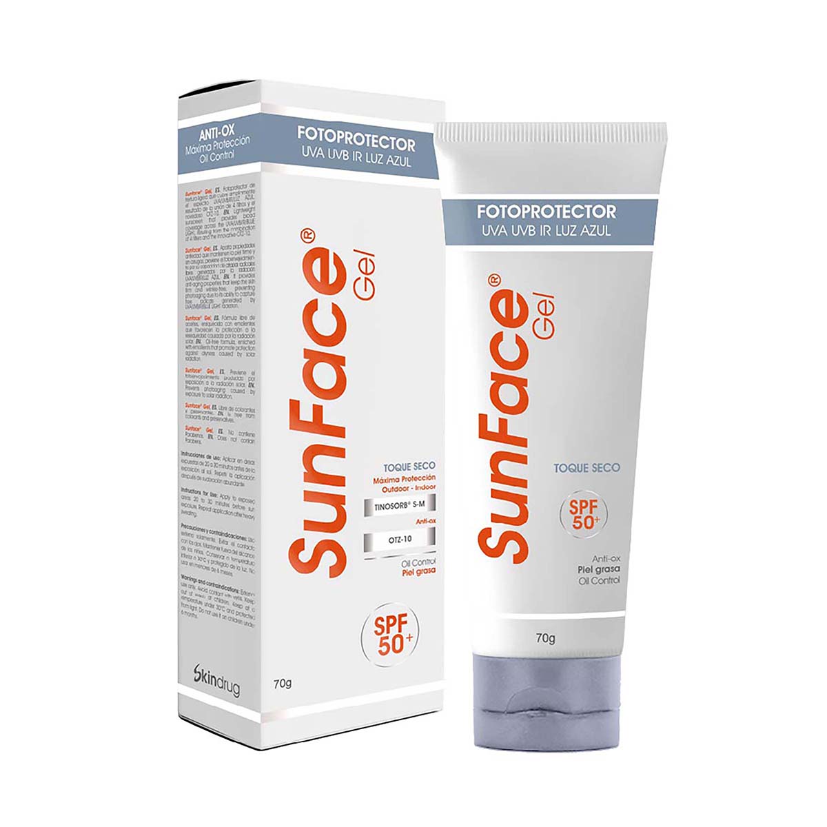 Protector Solar En Gel Sunface Spf 50 Tubo X 70 G.
