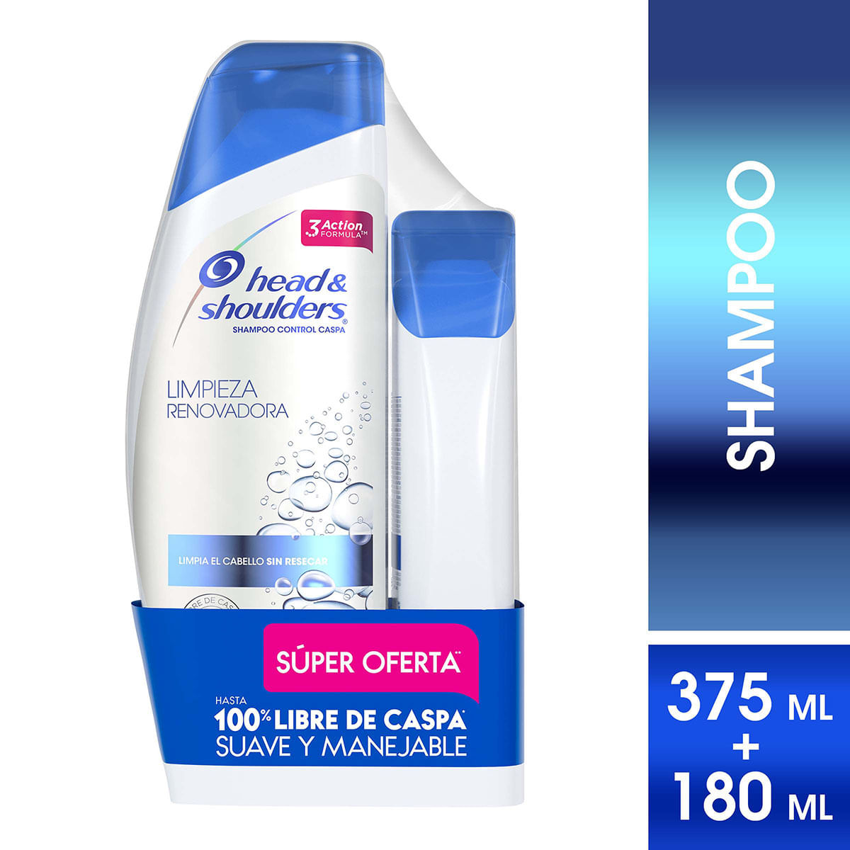 Shampoo Head & Shoulders Limpieza Renovadora Frasco x 375 mL + Shampoo Head & Shoulders Limpieza Renovadora Frasco x 180 mL Súper Oferta.