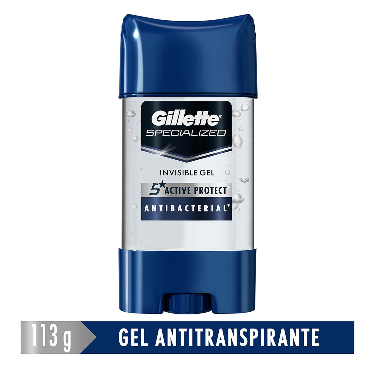 Antitranspirante Gillette Clear Gel Protección Antibacterial Barra x 113 g.