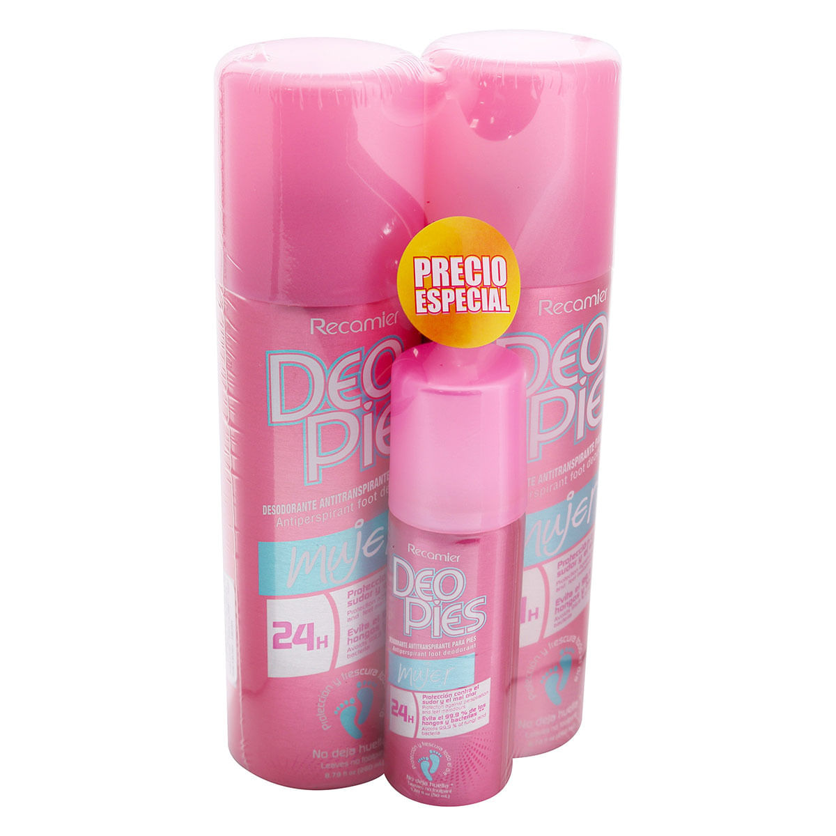 Desodorante Deo Pies Mujer Spray X 260 Ml X 2 Uds + Desodorante Deo Pies Mujer Spray X 50 Ml Precio Especial.