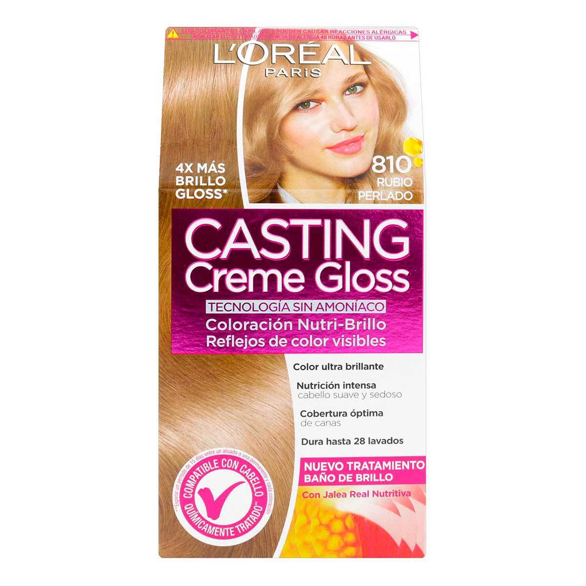 Tinte Capilar Permanente LOréal Paris Casting Creme Gloss 810 Rubio Perlado x 1 Caja