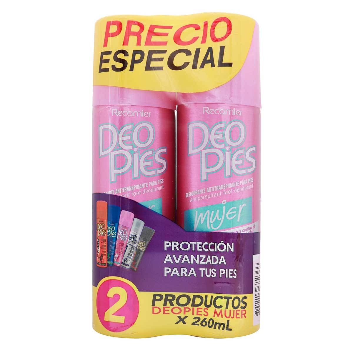 Desodorante Deo Pies Mujer Spray X 260 Ml X 2 Uds Precio Especial.