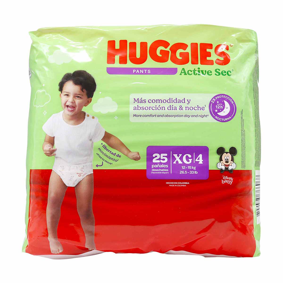 Pañal Pants Active Sec Etapa 4/XG Huggies Paquete x 25 Unds